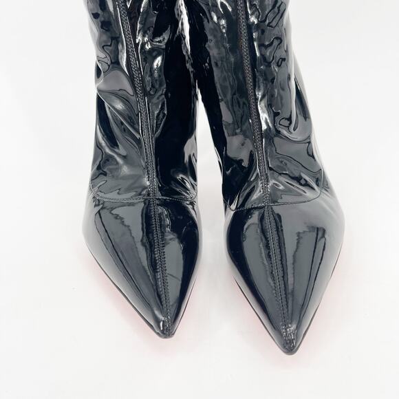 NWOB Christian Louboutin Lipstrass Black Patent Leather Thigh High Boots EU 38.5 - Picture 5 of 11